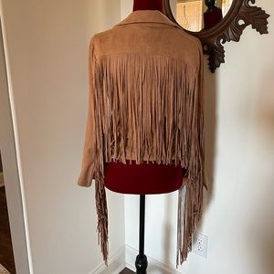 Fringe Moto Jacket - Urban Outfitters - Olivaceous - Size M